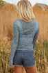 Western Style Sheer Floral Mesh Button Front Shirt