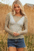 Western Style Sheer Floral Mesh Button Front Shirt