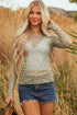Western Style Sheer Floral Mesh Button Front Shirt