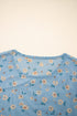 Western Style Sheer Floral Mesh Button Front Shirt