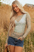 Western Style Sheer Floral Mesh Button Front Shirt