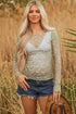 Western Style Sheer Floral Mesh Button Front Shirt