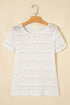 Western Style Sheer Lace Short Sleeve Top