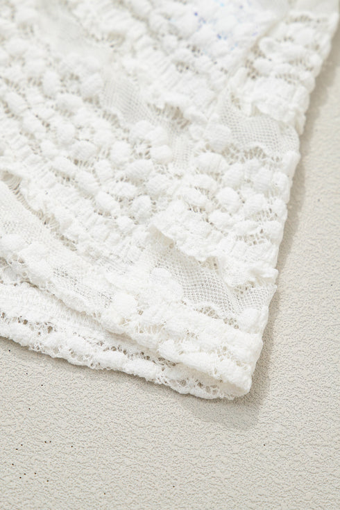 Western Style Sheer Lace Short Sleeve Top
