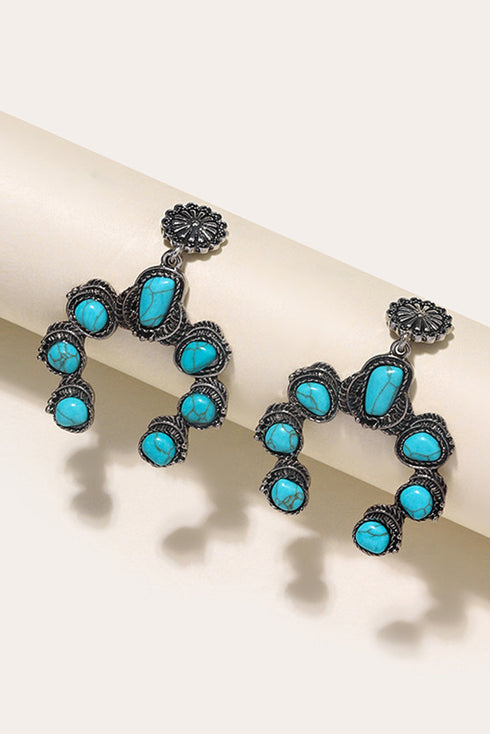 Western Style Textured Alloy Stone Drop Earrings