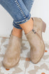 Western Style Tulip Opening Faux Suede Ankle Boots