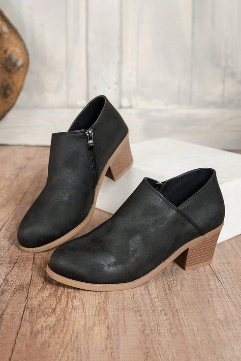 Western Style Tulip Opening Faux Suede Ankle Boots