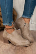 Western Style Tulip Opening Faux Suede Ankle Boots