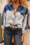 Western Style Two Tone Colorblock Relaxed Fit Denim Trucker Jacket