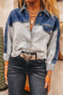 Western Style Two Tone Colorblock Relaxed Fit Denim Trucker Jacket
