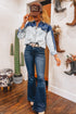 Western Style Two Tone Colorblock Relaxed Fit Denim Trucker Jacket