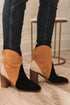 Western Suede Paneled Block Heel Ankle Boots