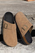 Western Suede Texture Buckle Strap Slip On Clog Slippers