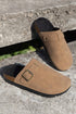 Western Suede Texture Buckle Strap Slip On Clog Slippers