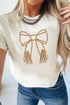 Western Tassel Fringe Bow Embroidered Graphic Short Sleeve Tee