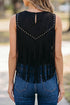Western Tassel Fringe Rivet Detail Sleeveless Tank Top