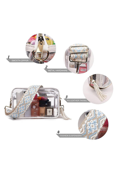 Western Tassel Geo Strap Transparent Shoulder Bag