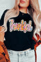 Western Theme Thankful Graphic Print Casual T Shirt