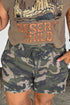 Western Utility Camo Print Tie Waist Pocket Shorts