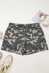 Western Utility Camo Print Tie Waist Pocket Shorts