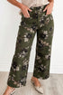 Western Vintage Floral Print Patch Pocket Wide Leg Jeans