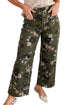 Western Vintage Floral Print Patch Pocket Wide Leg Jeans