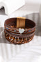 Western Vintage Style Heart Rhinestone Multi Layer Faux Leather Bracelet