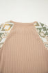 Western Waffle Knit Aztec Patchwork Raglan Sleeve Top