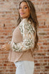 Western Waffle Knit Aztec Patchwork Raglan Sleeve Top