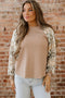 Western Waffle Knit Aztec Patchwork Raglan Sleeve Top