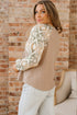 Western Waffle Knit Aztec Patchwork Raglan Sleeve Top