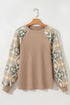 Western Waffle Knit Aztec Patchwork Raglan Sleeve Top
