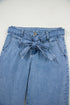 Western Washed Bow Knot Sash Wide Leg Denim Jeans