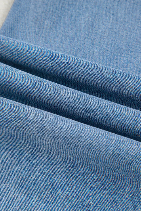 Western Washed Bow Knot Sash Wide Leg Denim Jeans