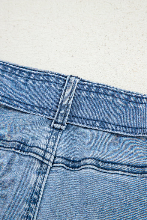 Western Washed Bow Knot Sash Wide Leg Denim Jeans