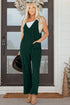 Western Wide Leg Corduroy V Neck Sleeveless Jumpsuit
