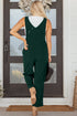 Western Wide Leg Corduroy V Neck Sleeveless Jumpsuit