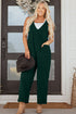 Western Wide Leg Corduroy V Neck Sleeveless Jumpsuit