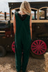 Western Wide Leg Corduroy V Neck Sleeveless Jumpsuit