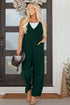 Western Wide Leg Corduroy V Neck Sleeveless Jumpsuit