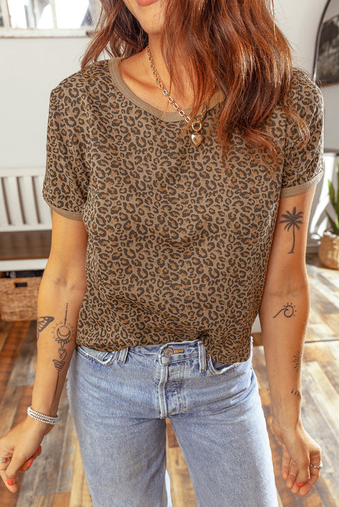Western Wild Animal Print Crew Neck T Shirt