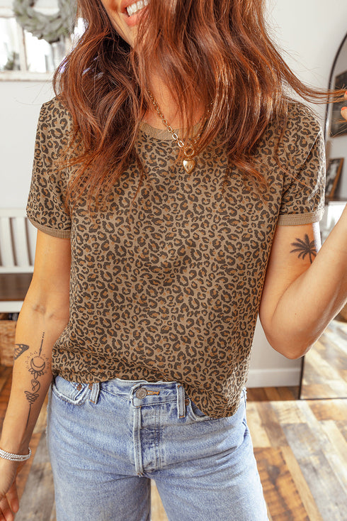 Western Wild Animal Print Crew Neck T Shirt