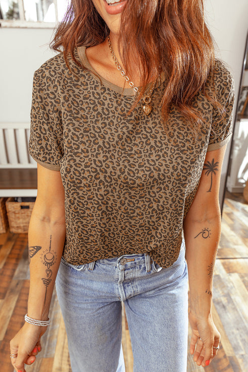 Western Wild Animal Print Crew Neck T Shirt