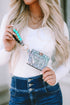 Western Wild Print Beaded Wristlet Wallet Key Ring