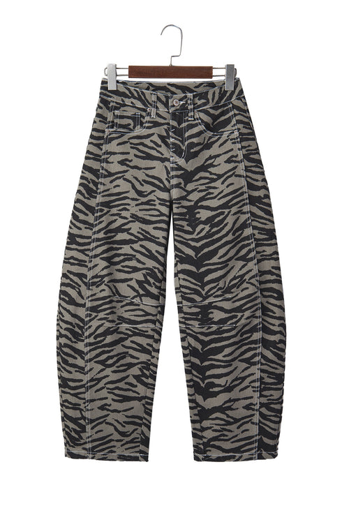 Western Zebra Stripe Animal Print Wide Leg Jeans