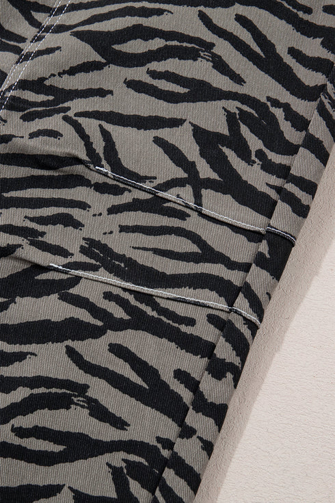 Western Zebra Stripe Animal Print Wide Leg Jeans