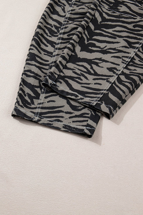 Western Zebra Stripe Animal Print Wide Leg Jeans