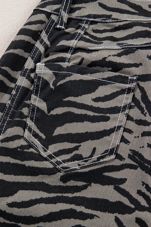 Western Zebra Stripe Animal Print Wide Leg Jeans