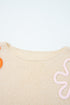 Whimsical Abstract Applique Soft Knit Pullover Sweater