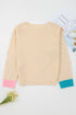Whimsical Abstract Applique Soft Knit Pullover Sweater